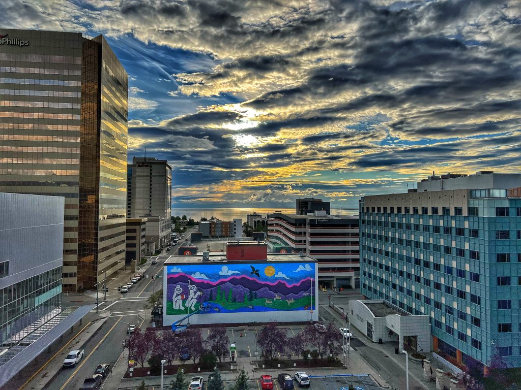 Worl’s mural in Anchorage, courtesy of Worl & Bob Halllinen