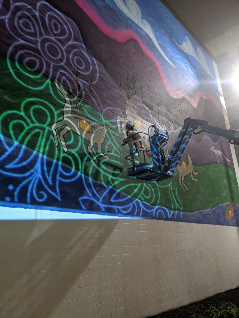 Mural in progress, courtesy of Worl & Jimmy Riordan