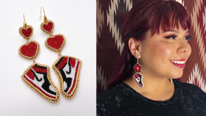 Tracie Jackson w/ their sneaker earrings